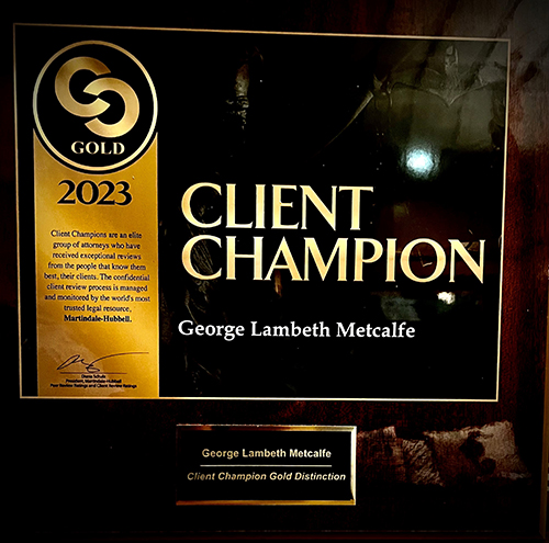 Client Champion Gold Distinction 2023 - George Lambeth Metcalfe
