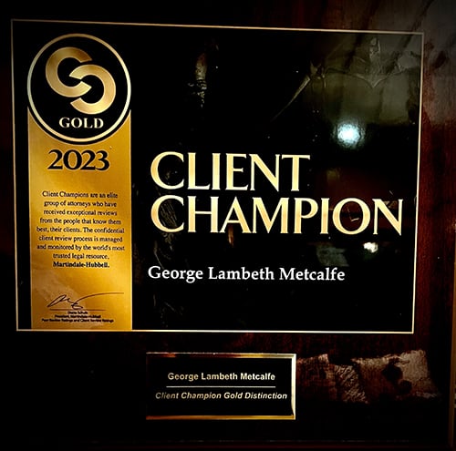Client Champion Gold Distinction 2023 - George Lambeth Metcalfe
